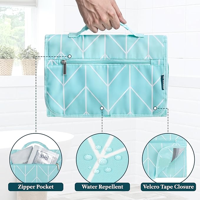 PAVILIA Hanging Toiletry Bag Women Men, Travel Kit Foldable Large Toiletries - Image 5