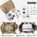 KKXIU Tote Bag for Women Vegan Leather Shoulder Purse Large Capacity Travel Bag - Image 6