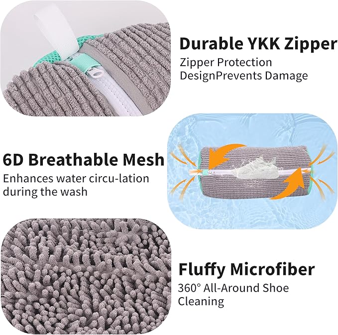 Shoe Washing Bag for Washing Machine, Laundry Shoe Bag for Washer and Dryer - Image 4
