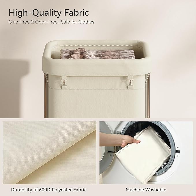 Laundry Basket with Wheels 150L/40Gal, Rolling Laundry Hamper with Steel Fram - Image 5