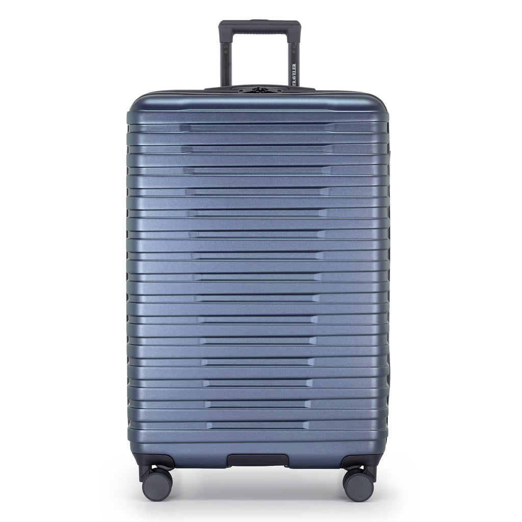 Boren Expandable Hardside Rugged Travel Luggage with 8 Spinner Wheels (Checked-Large 30-Inch, No USB Port / Slate Blue)