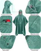 iCreek Hooded Rain Poncho with Pocket Waterproof Lightweight Unisex Raincoat - Image 5