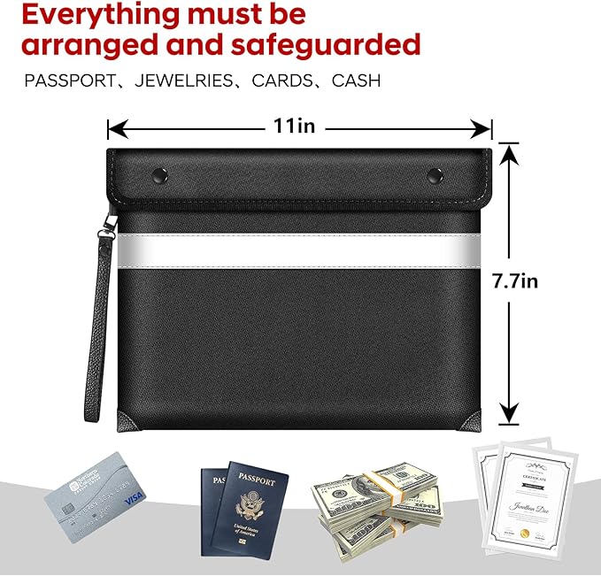 Fire Proof Money Bag for Cash 5200℉ Heat Insulated, Fireproof Waterproof - Image 5