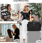TANTO Travel Makeup Bag, Portable Large Makeup Organizer Bag Makeup Artist Bags Big Cosmetic Travel Bag with 2 Pouches & Detachable Dividers, Toiletry Bag for Cosmetic and Toiletries, Hair Supplies