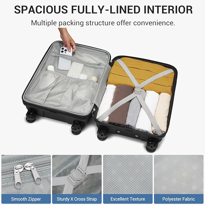 Kono 20 Inch Expandable Carry On Luggage - Image 7