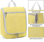 Travel Hanging Toiletry bag for Men & Women, Water-resistant Sturdy Nylon Toiletries Organizer for Cosmetics, Makeup Brushes, Shaving Tools, Bathroom Bag, Yellow