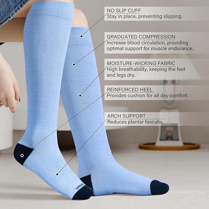 LEVSOX Compression Socks for Pregnant Women 20-30 mmHg Knee High Cute Funny - Image 2