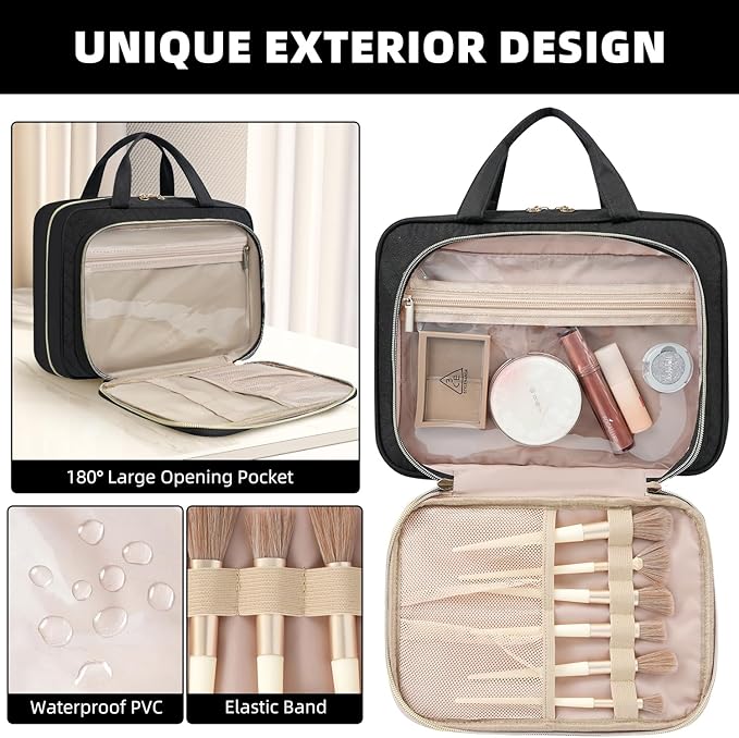 BAGAIL Hanging Toiletry Bag for Women Water-resistant Cosmetic Bag Large - Image 3