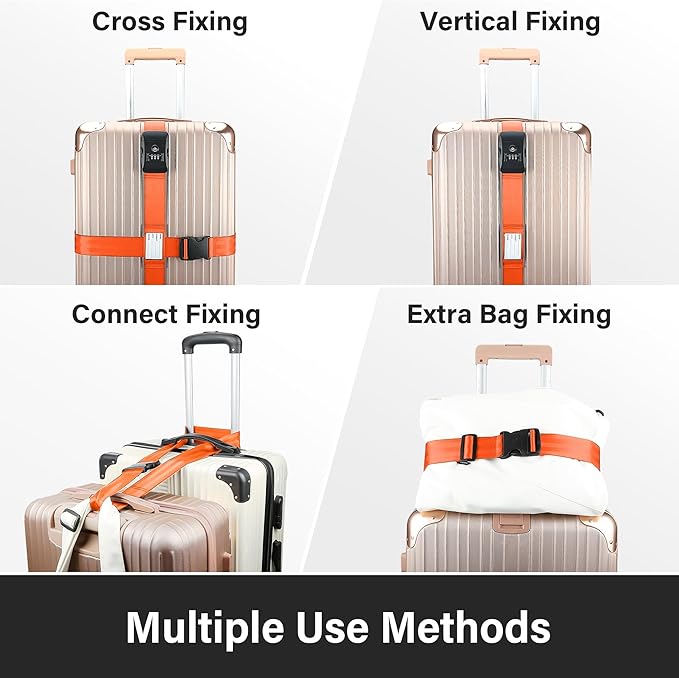 Luggage Straps, 2 Pack Adjustable Heavy Duty Cross Suitcase Straps - Image 6