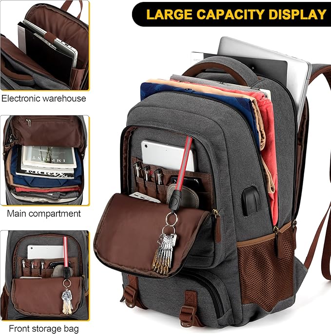 Tzowla Canvas Laptop Backpack, Bag - Image 4
