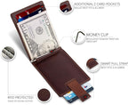 SERMAN BRANDS RFID Blocking Slim Bifold Genuine Leather Minimalist Front Pocket - Image 3