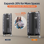 SHOWKOO Luggage Sets Expandable PC+ABS Durable Suitcase Double Wheels TSA Lock - Image 4