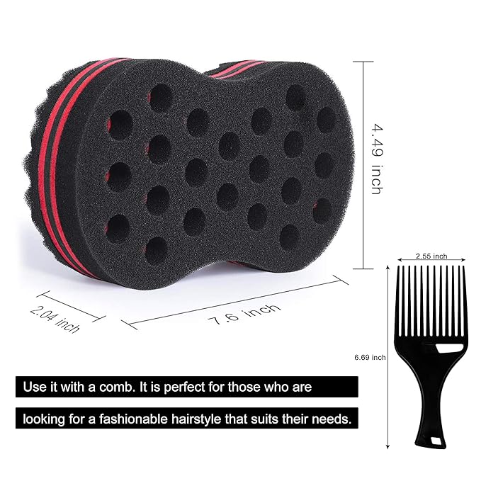 Big Holes & Big Size Barber Hair Brush Sponge Dreads Locking Twist Afro Curl Coil Wave Hair Care Tool(1 Pack)