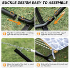 2 Person Outdoor Hammock with Stand, Cotton Rope Hammock with Polyester Pad - Image 6