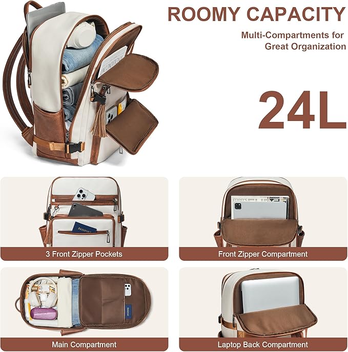 Shrrie Laptop Backpack for Women, Vegan Leather Backpack Work Computer - Image 3