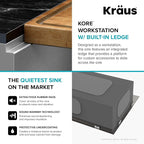 KRAUS Kore Workstation 27-inch Undermount 16 Gauge Stainless Kitchen Sink - Image 4