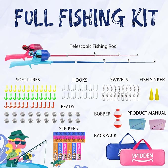 Kids Fishing Pole, Telescopic Fishing Rod, Toddler Collapsible Fishing Rod and - Image 8