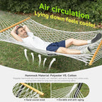 Double Hammock for 2 Person, Handwoven Cotton Rope Hammock - Image 4