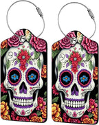 Skull Flower Diamond Art Luggage Tags by Unknown