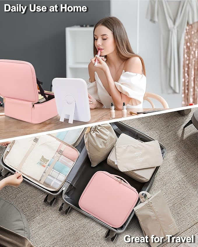 Chomeiu Makeup Bag with LED Mirror, Cute Cosmetic Bags Birthday Gifts - Image 7
