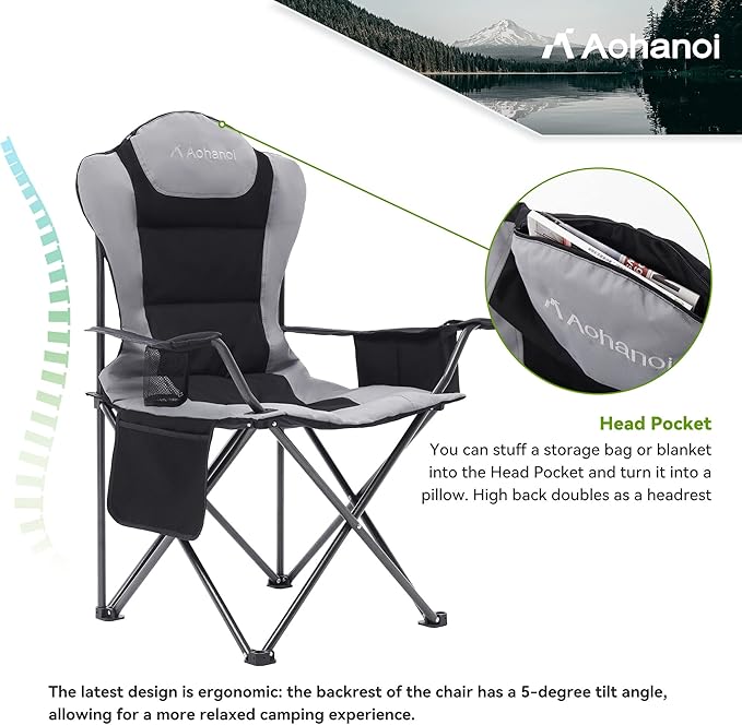 Camping Chairs for Heavy People, Folding Chairs for Outside Outdoor Folding - Image 5