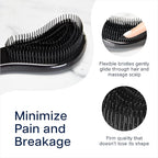 Crave Naturals Glide Thru Detangling Brush, Detangler Brush for Curly, Straight, Wet and Dry Hair Comb for Adults and Kids, Hair Accessories for Women, Black (Pack of 2)