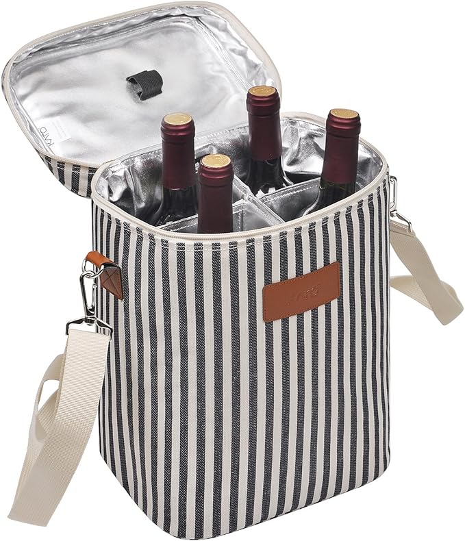 Tirrinia 4 Bottle Leakproof Insulated Wine Carrier Tote Bag by Tirrinia