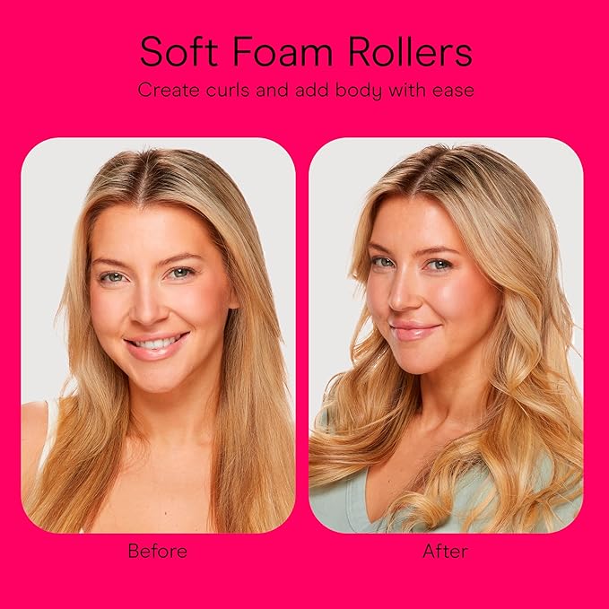 Conair Foam Hair Rollers - 48 Count, Assorted Colors - Heatless Curls, Overnight Curls, Foam Rollers with Storage Case