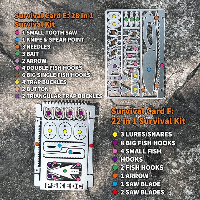 PSKOOK 12 Pcs Survival Multitool Card Emergency Camping Tool EDC Kit in Your - Image 4