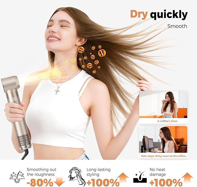 5 in 1 Hair Dryer Brush Set,Professional Negative Ionic Hot Air Styler, Air Curling Wrap Styler,Detachable Blow Dryer Brush With Auto Wrap Curlers,Hair Styling Tools For Straight/Curl/Drying/Smoothing