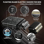 Professional Cordless Mens Hair Clippers & Beard Trimmer and Electric Shavers Kits & Sets,Metal Hair Clippers Cutting Grooming Kit with Long Battery Life for Family Barber Use (Black)