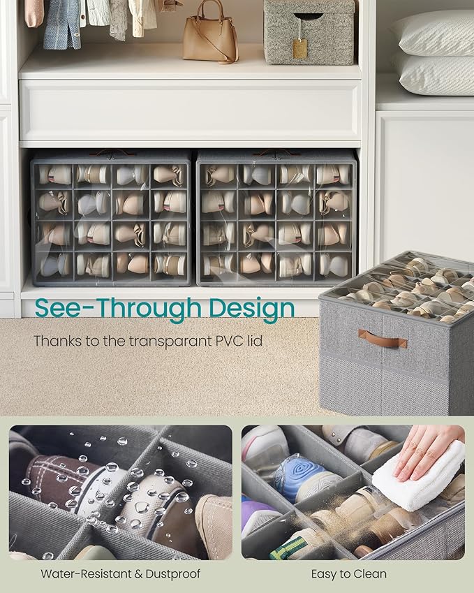 SONGMICS Shoe Organizers for Closet, Pack 2 Shoe Storage Bins, Fits 32 Pairs - Image 3