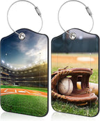 2 Pack Luggage Tag for Suitcase Old Baseball and Glove on Baseball Grand by Unknown