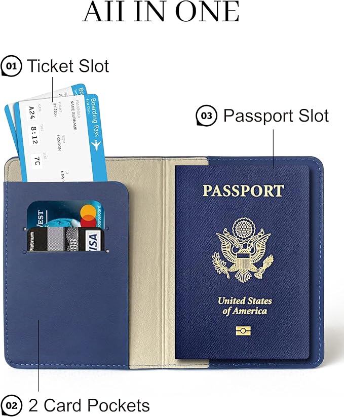 Passport Holder for Travel Essentials, RFID Blocking Passport Cover Case for - Image 3