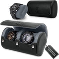 2 Watch Travel Case for Men – Sleek Faux Leather Organizer for Smart & Luxury by Unknown