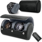 2 Watch Travel Case for Men – Sleek Faux Leather Organizer for Smart & Luxury by Unknown