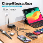 TT&C 100W USB-C Fast Charger, GaN III 6 Port PD+QC Multiport Charging Station - Image 7