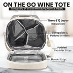 Insulated Wine Bag Cooler – Beige and Gray, Holds 4 Bottles, Wine Opener - Image 5