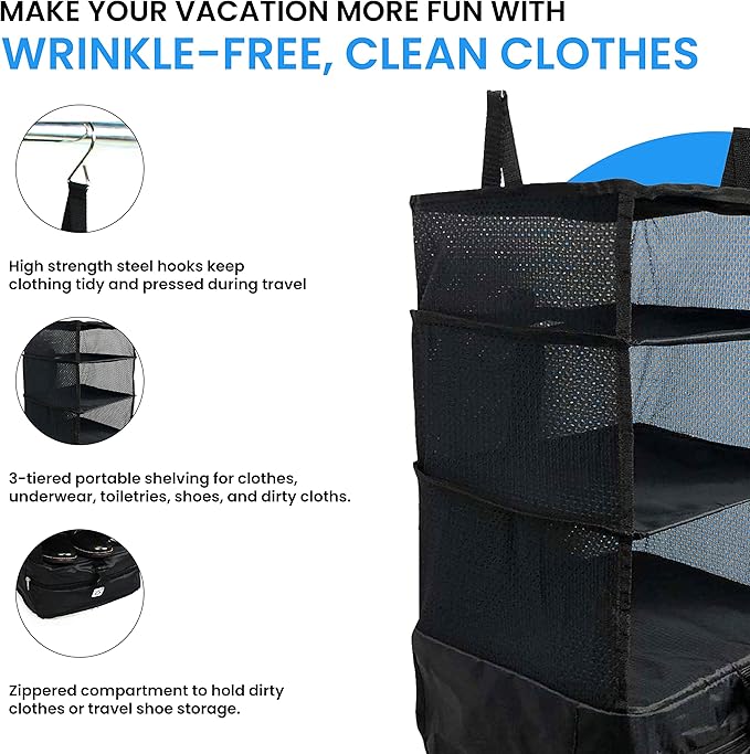 Grand Fusion Stow-N-Go Travel Luggage Organizer – Portable Hanging Travel - Image 8
