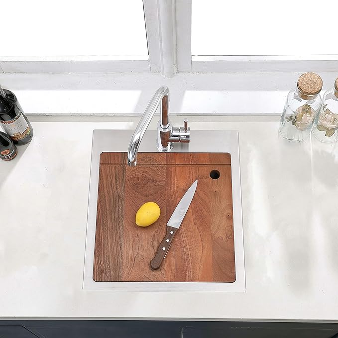 COMLLEN 17x19 Inch Drop in Bar Sink, Outdoor Sink 304 Stainless Steel Kitchen - Image 3