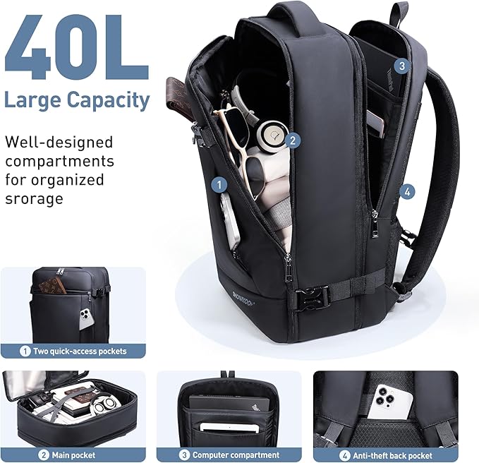 SHOWKOO Travel Backpack For Man Women, Airline Approved Carry On Laptop - Image 3