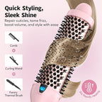 Farery Thermal Brush Extra Long Barrel, 1.5 Inch Hot Curling Wand for Big Bouncy Curls, Non-Blowing Heated Round Brush, Ceramic Curling Wand for Medium & Long Hair, 9 Adjustable Temps, Dual Voltage