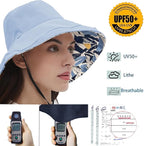 vidsel Womens Sun Hats Wide Brim Reversible Bucket Cotton Hat Packable Summer - Image 4