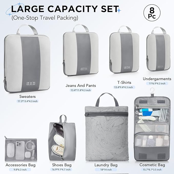 8 Set Compression Packing Cubes - Image 2