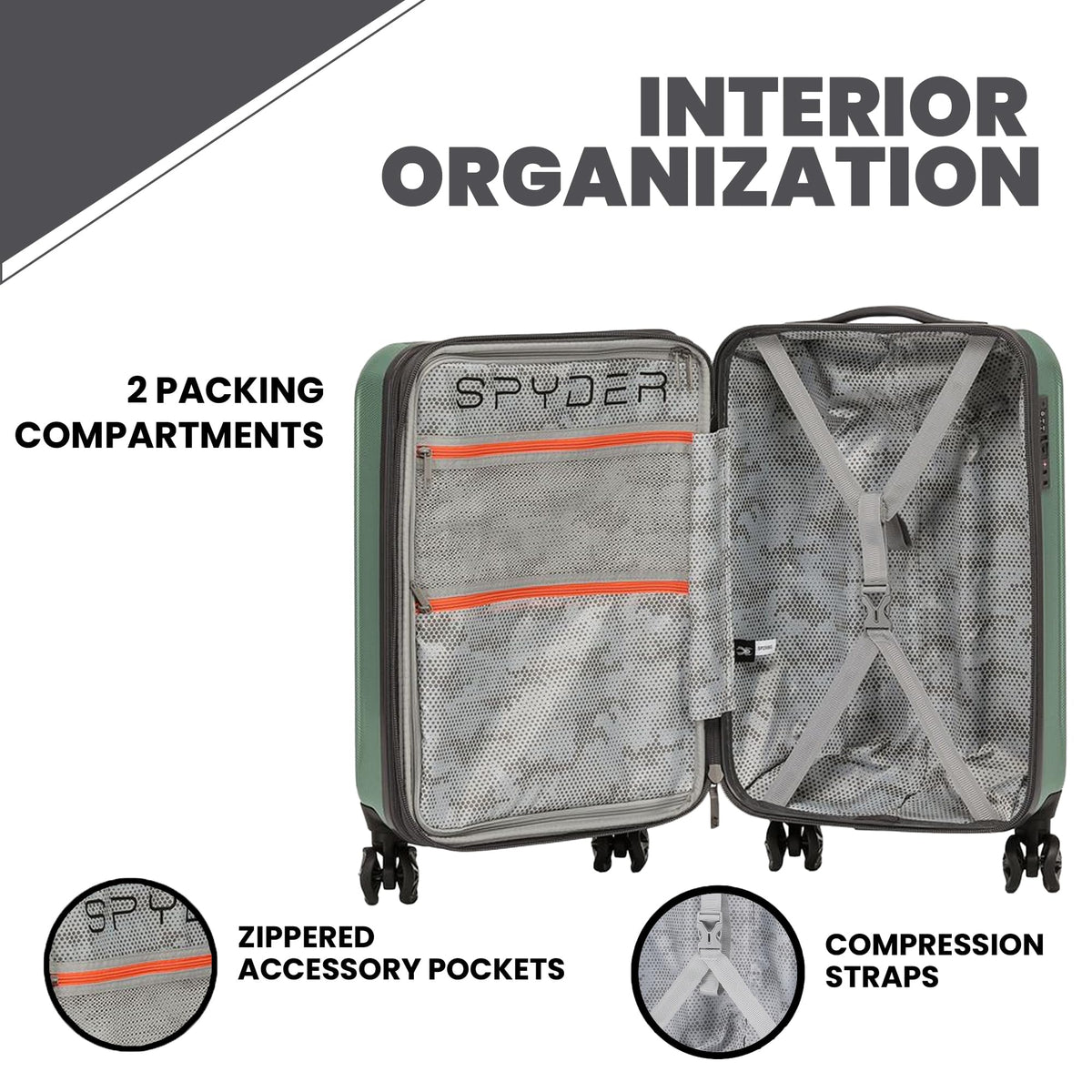 Rails Expandable Hardside Upright Suitcase with 360° Spinner Wheels (Sage / Medium Checked)