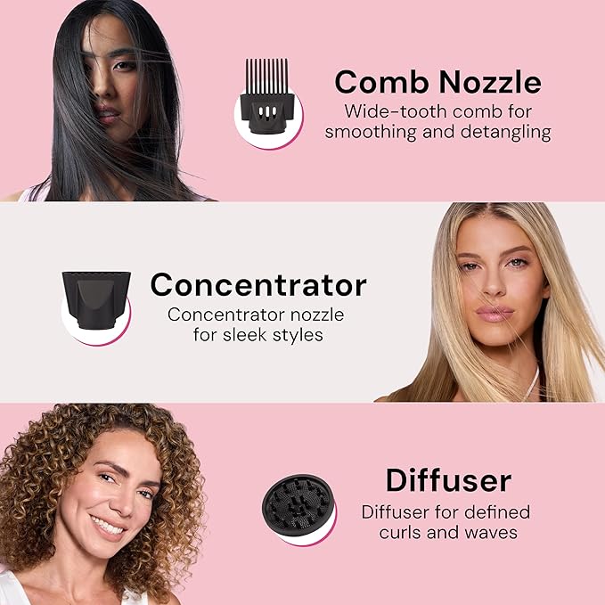 L'ANGE HAIR PowerStyle Turbo Ionic Hair Dryer | 1875 Watt Professional Blow Dryer with Diffuser & Concentrator | Multiple Heat & Speed Settings for Fast Drying | Salon-Grade Styling Tools, Red