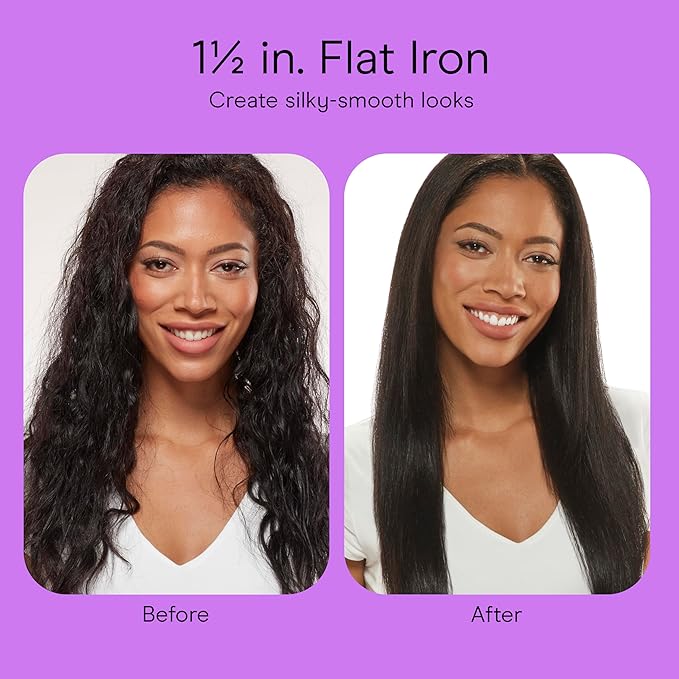 Conair Double Ceramic Flat Iron, 1½-inch Flat Iron, 5 Heat Settings Up to 410°F, Extra-Wide Floating Plates, For All Hair Types and Textures, White