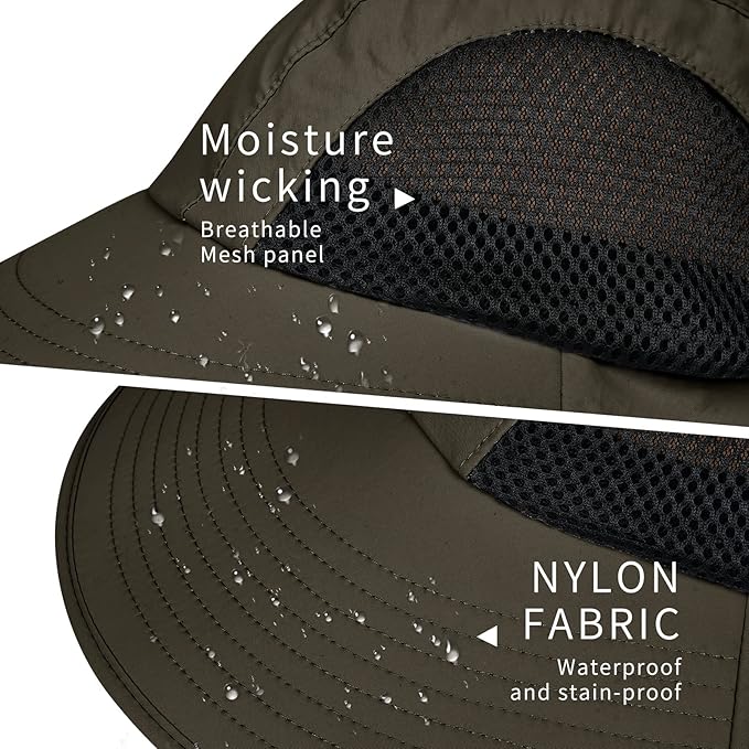 Sun Hat for Men Women with Neck Flap, UPF 50+ UV Protective Hiking Fishing Hats - Image 3