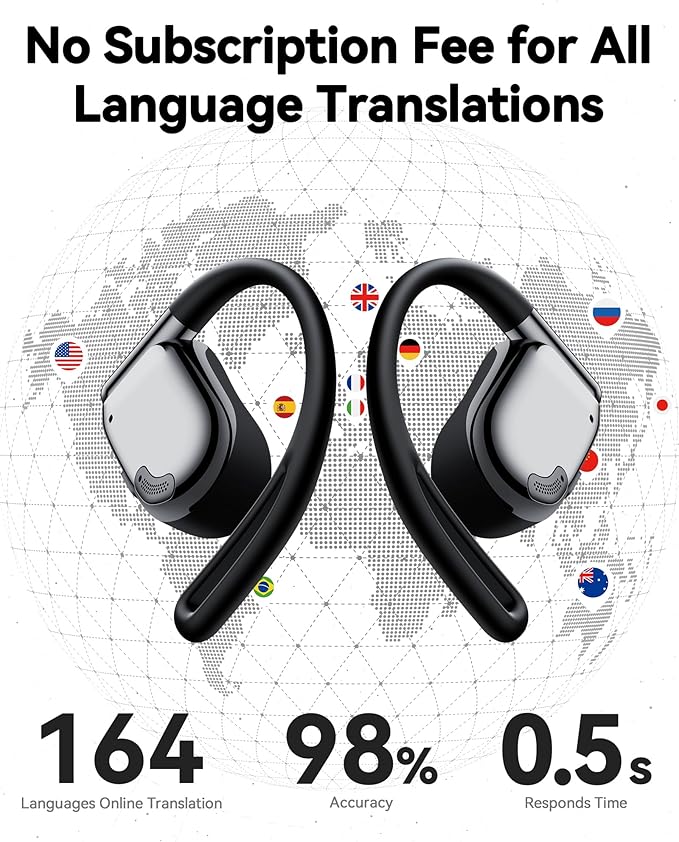 AI Translation Earbuds Real Time, 164 Languages & Accents, 4-in-1 Translator - Image 3