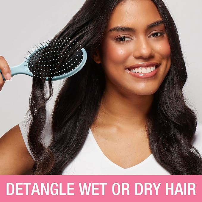 Conair Detangling Hair Brush Set 3 Pack, Use Wet and Dry, Ideal for All Hair Types, Detangling Brushes for women and girls, gifts for her, Glitter Silver, Blue, Pink